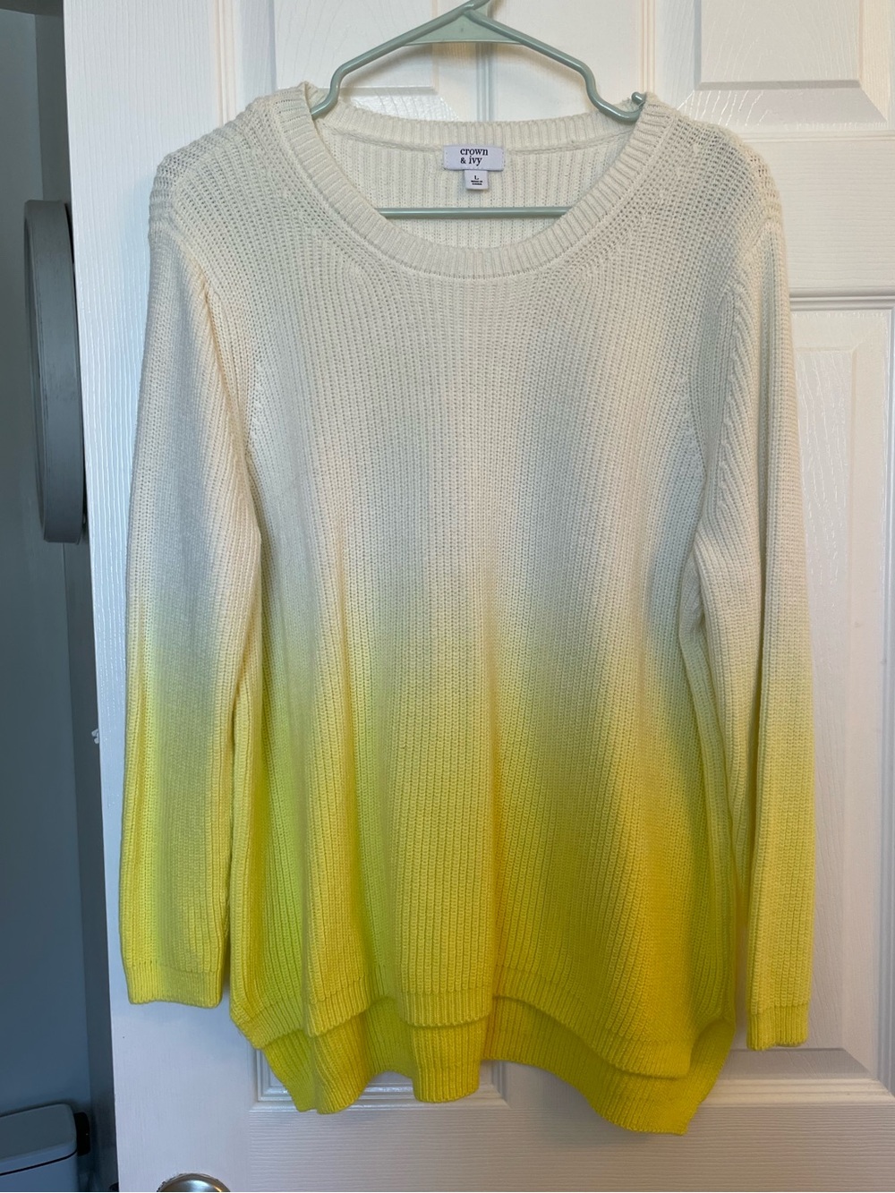crown & ivy White to Yellow Ombre Crewneck Sweater